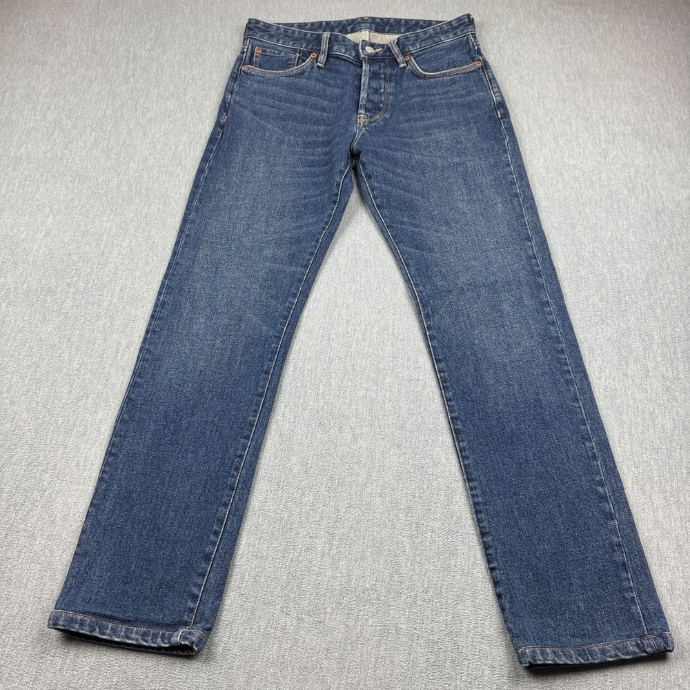 Buck Mason Jeans Mens 31x34 Blue Denim Maverick Slim Button‎ Fly Double Dipped